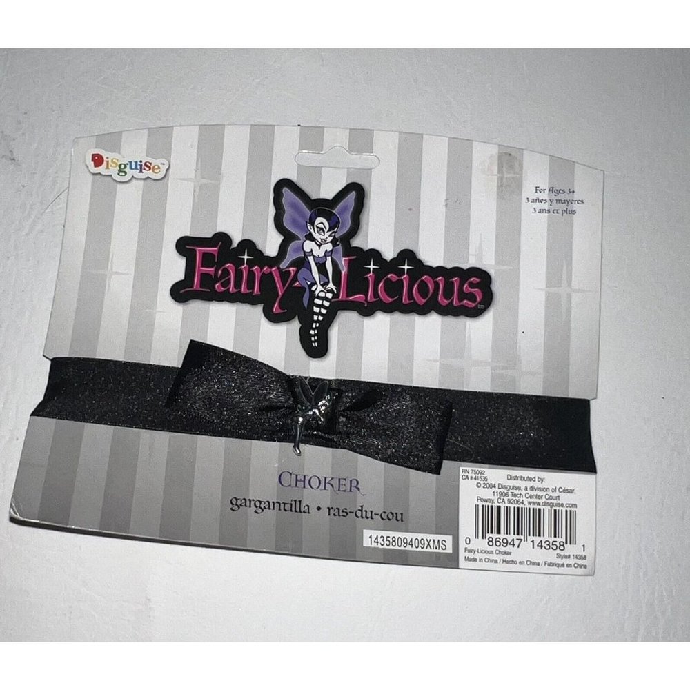 Disguise Fairylicious Fairy Choker Necklace Costume Accessory Black Silver Goth